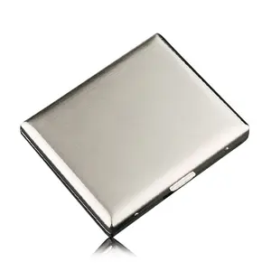 High-Grade Nickel Plating Wire Drawing Stainless Steel Cigarette Case, Holds 20 Cigarettes, With Branded Gift Box