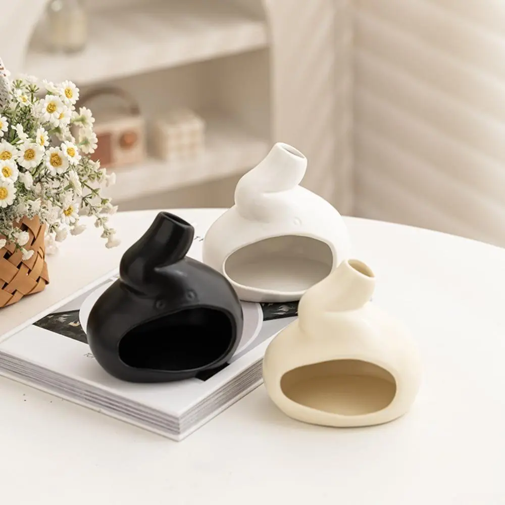 Minimalist Mini Ceramic Chiminea Smudge Bowl - Heat-Resistant Tabletop Burner with Ash Containment, Easy to Clean for Room Meditation Sessions, Sage, Spiritual Rituals (Bag Accessory Charm)