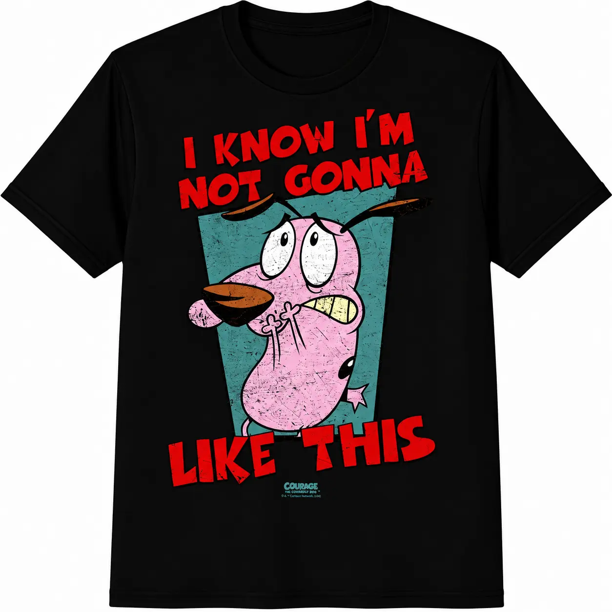 Courage the Cowardly Dog Graphic T-Shirt, Funny Unisex 90s Meme Quote, Casual 100% Cotton Shortsleeve for Friends with Dark Humor, Tops