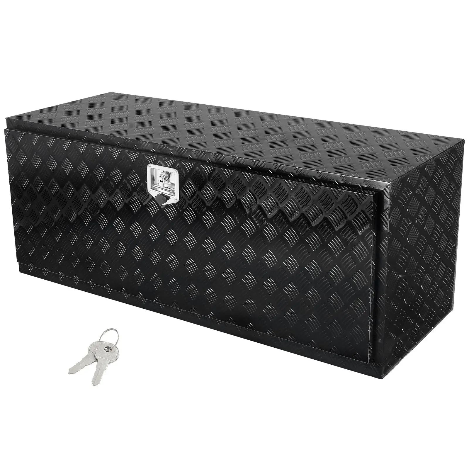 Underbody Truck Box, 60" x 24"x 24" Pickup Storage Box, Heavy Duty Aluminum Diamond Plate Tool Box with Lock and Keys, Waterproof Trailer Storage Box with T-Handle Latch for Truck, Van, Trailer