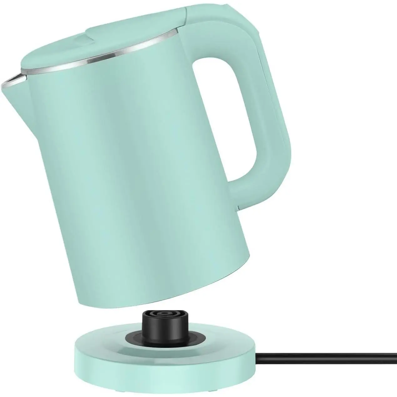 0.5L Cordless Stainless Steel Compact Kettle - Fast Boil, Boil-Dry Protection, Auto Shut-Off - Ideal for Small Kitchens, Dorm Rooms, Business Trips, Camping (Green)