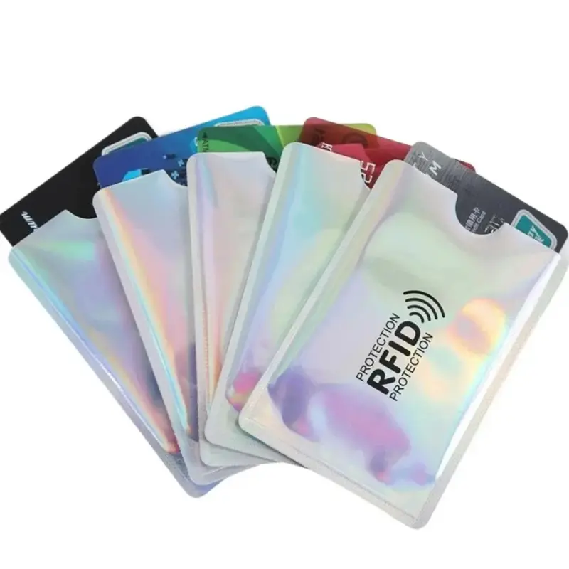5-Pack RFID Shielded Identity & Credit Card Protector Sleeves, Ultra-Thin Contactless Card Security Holder for Men & Women RFID anti-shielding sleeve, anti-identity theft RFID credit card holder, slim design card holder, easily fits into a wallet