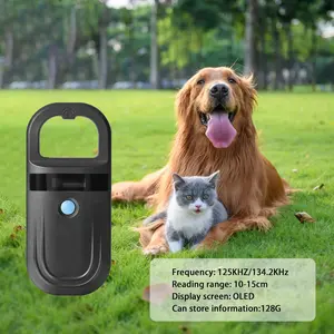 Pet Microchip Scanner ISO11784/85/FDX-B/EMID Animal Handheld Reader 134.2kHz Rechargeable Pet ID Scanner for Dog Cat Pig Animal Chip Registration Black