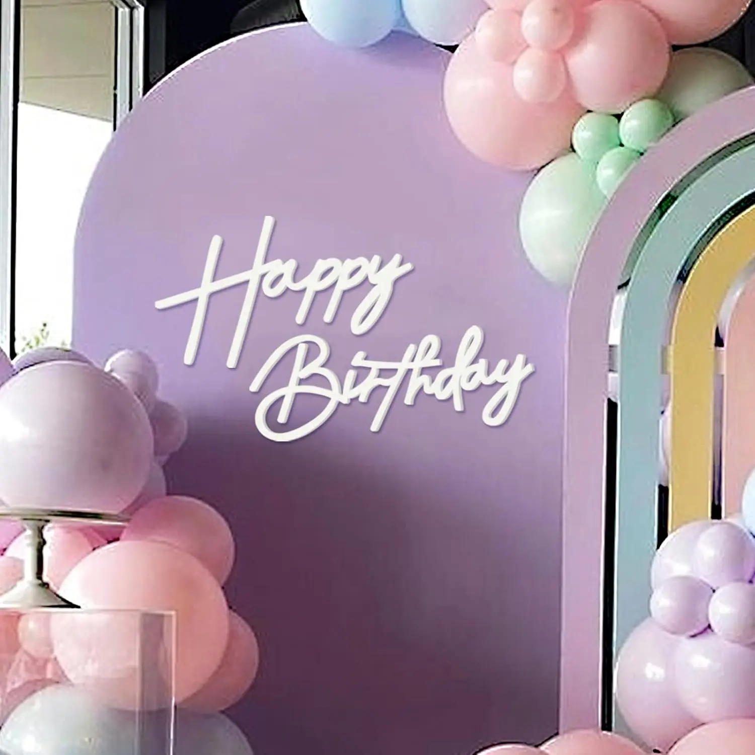 White Felt Decorative Happy Birthday Sign Banner - Ideal for Back Drop Arch, Birthday Party Decor (Home Supplies), Balloon Arch