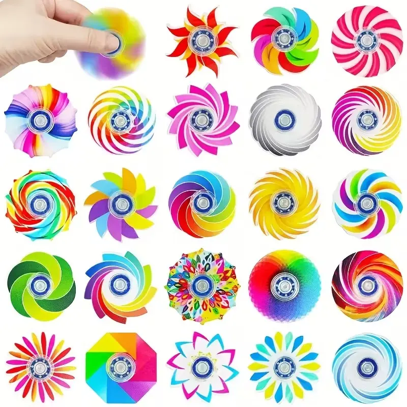 Acrylic Fidget Spinners - Colorful Mini Finger Spinners, Durable Plastic, Random Styles for Classroom Prizes, Party Favors, Novelty Toys, Relax Toys, Stress Relief Tool, Playful Accessories, Lightweight Spinners, Fidget Toy, Fidget Set