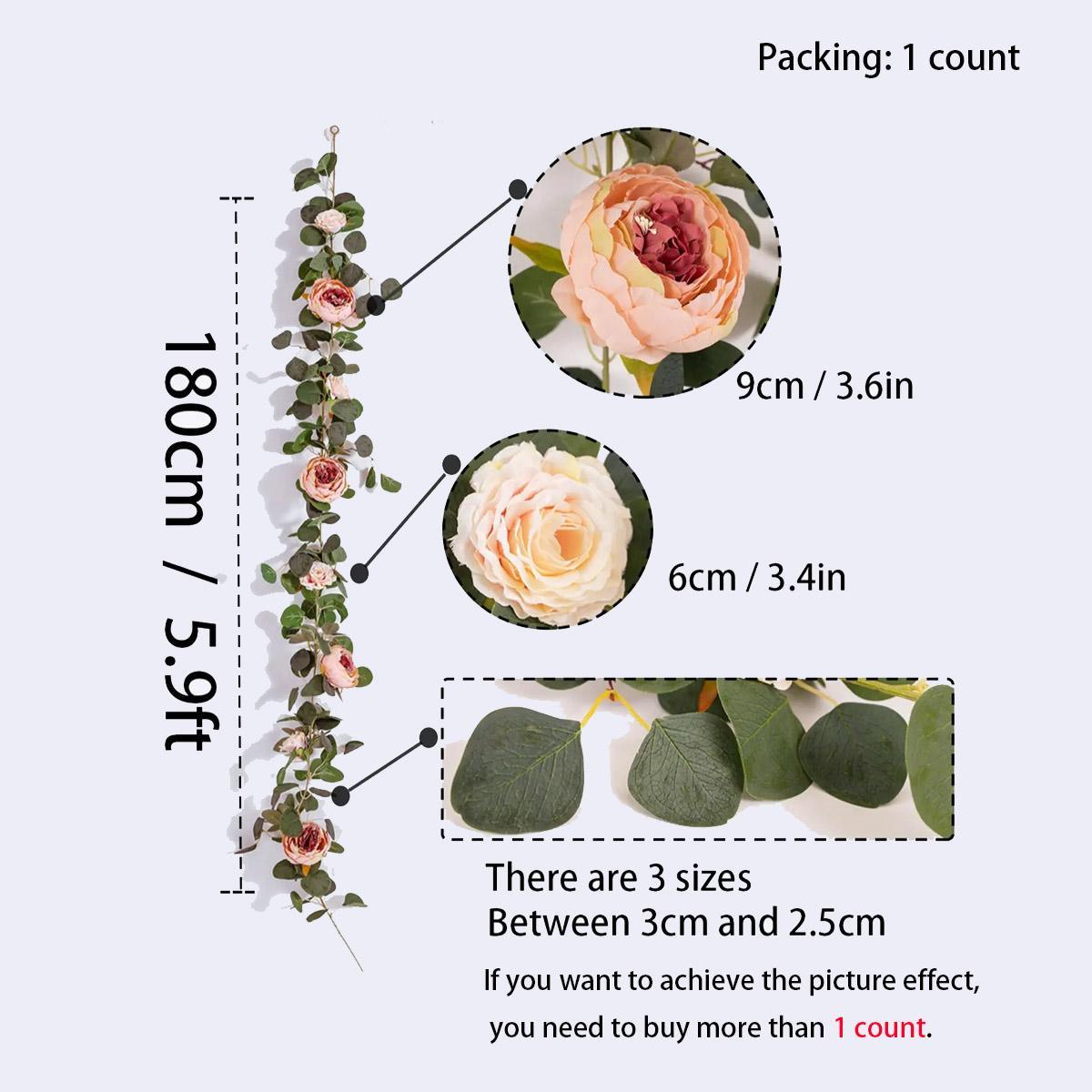 Artificial Peony Vine, 1-Count Faux Peony Flower Garland for Wedding Table Decor, Plastic Faux Flowers