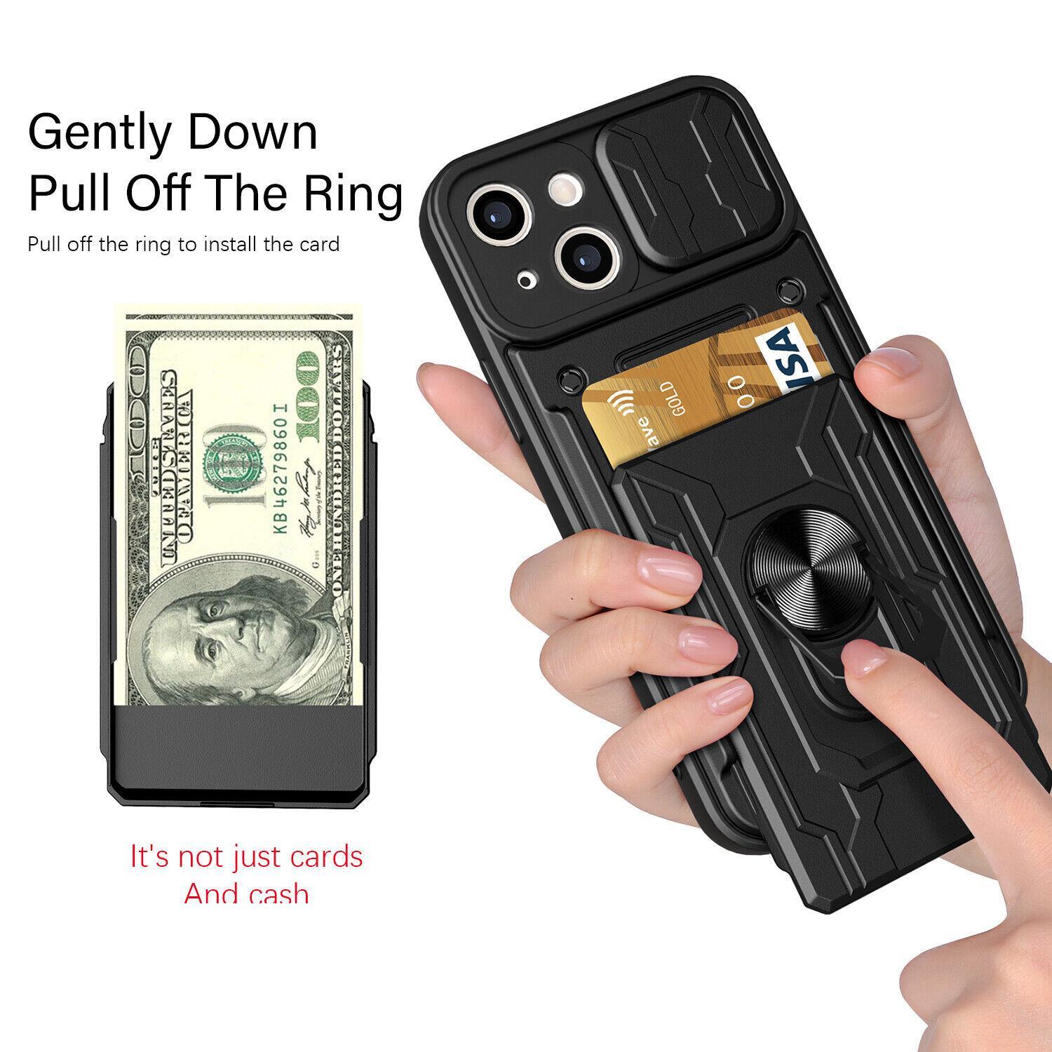 【Freeship】Phone Case For iPhone 16 Pro Max 15 14 13 12 Card Slot Holder +Camera Lens Cover