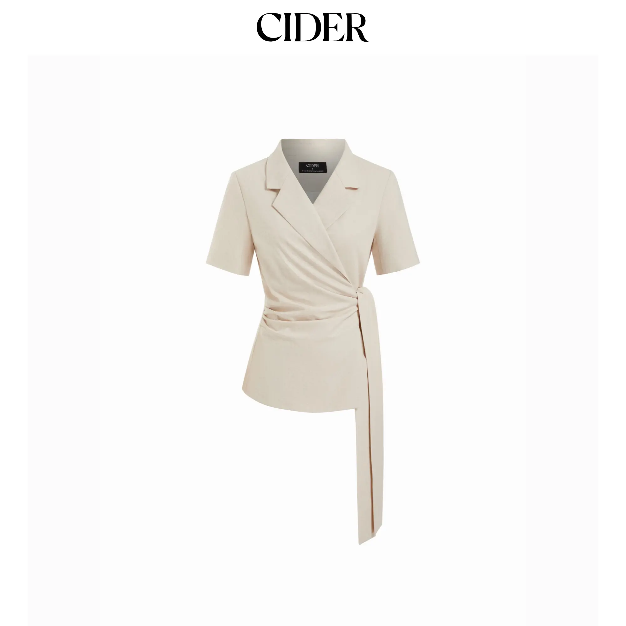 Cider Linen-blend Ruched Wrap Belted Blazer
