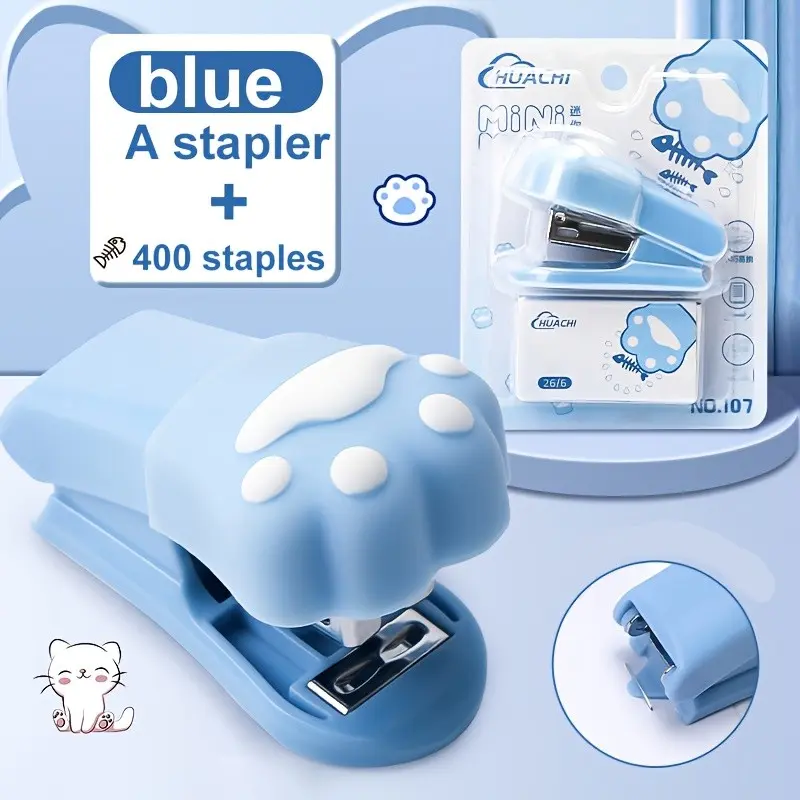 Cute Cat Paw Stapler, Portable Exam Binder for Students, Multifunctional Small Office Supplies, Office Accessories, 1 Piece