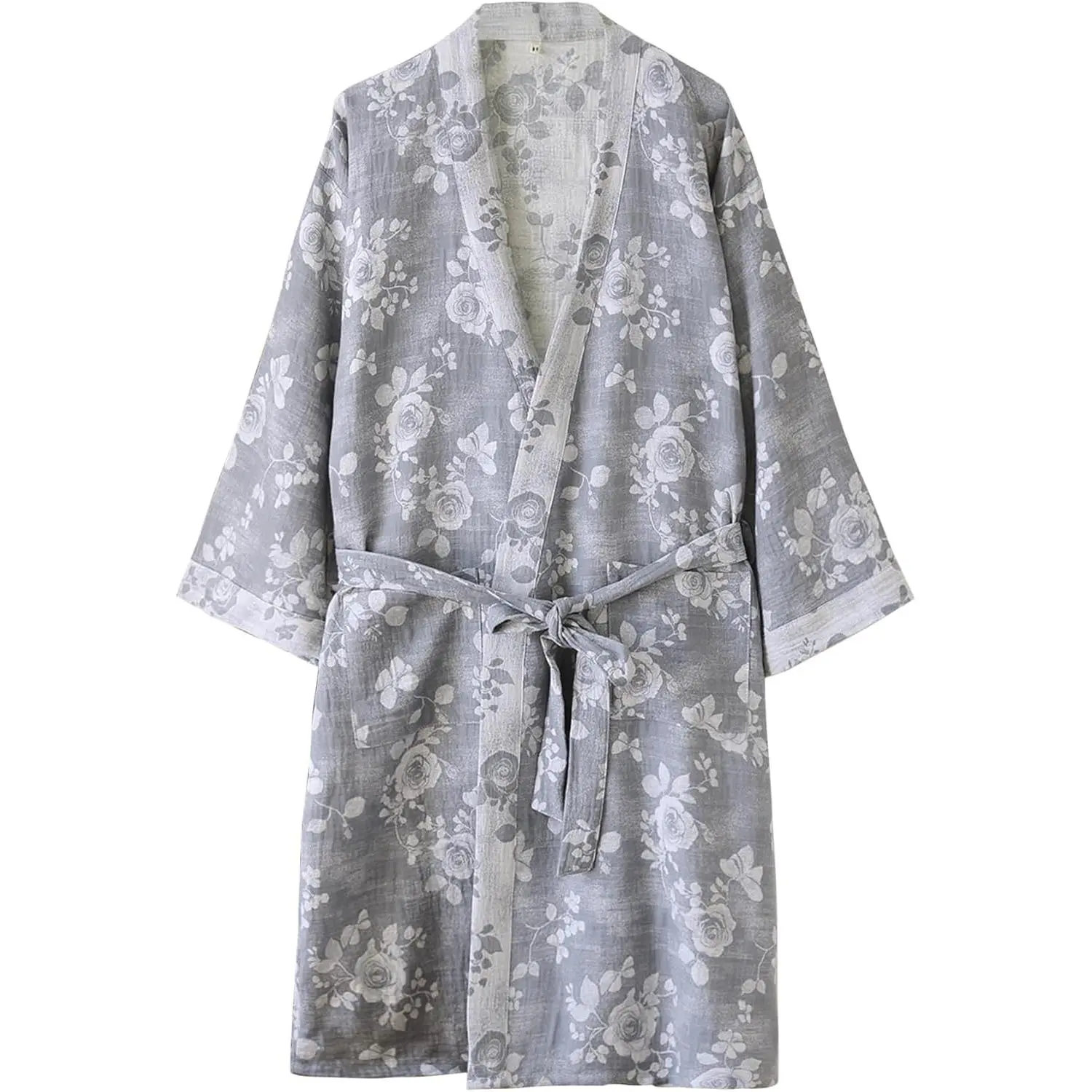 Yimoon Women Cotton Gauze Robes Jacquard Japanese Yukata Muslin Kimono Robe Bathrobe Loungewear Sleepwear