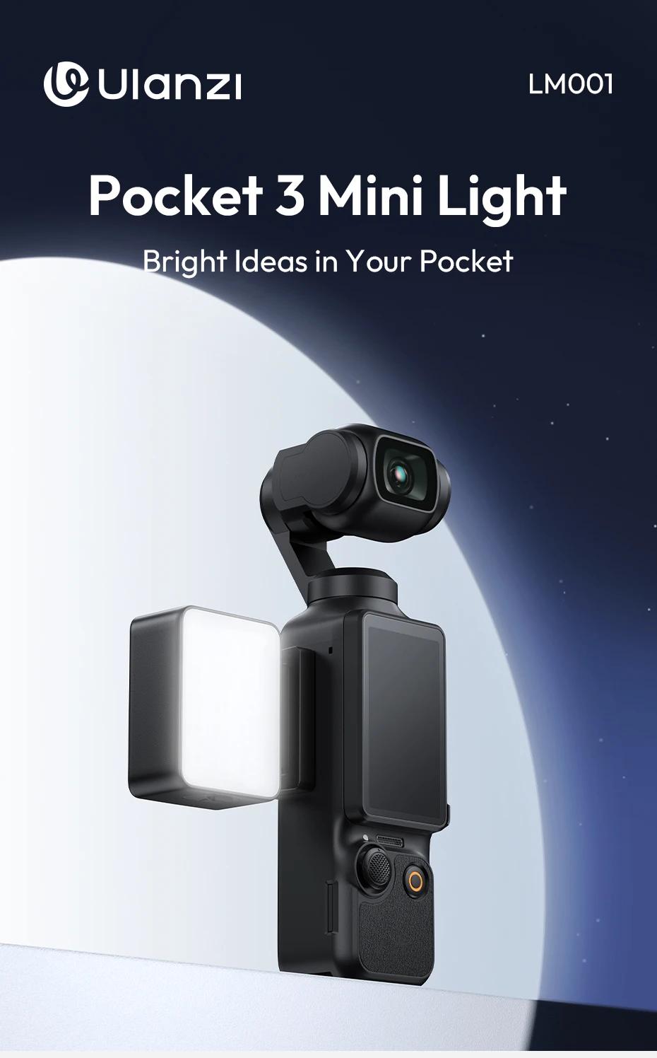 Ulanzi LM001 Pocket 3/Xtra Muse Mini Light 3-Level Soft Light LED Video Light for DJI OSMO Pocket 3/Xtra Muse for Photography Livestreaming Vlog