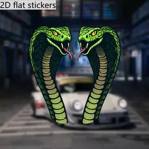 2D Flat Sticker- PVC material 2D flat sticker featuring a fierce green python with captivating eyes- Perfect for cars, laptops, and windows- Self-adhesive and single-use only- Adheres very well to glass, metal, and ceramic materials