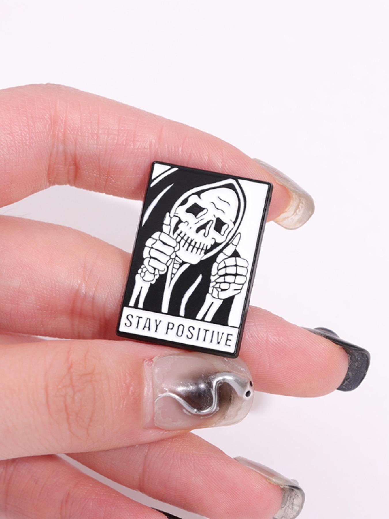 Punk Style Skeleton & Letter Design Brooch, Fashion Accessories for Men & Women, Trendy All-match & Exquisite Brooch for Birthday Gift, Hat Pins, Halloween