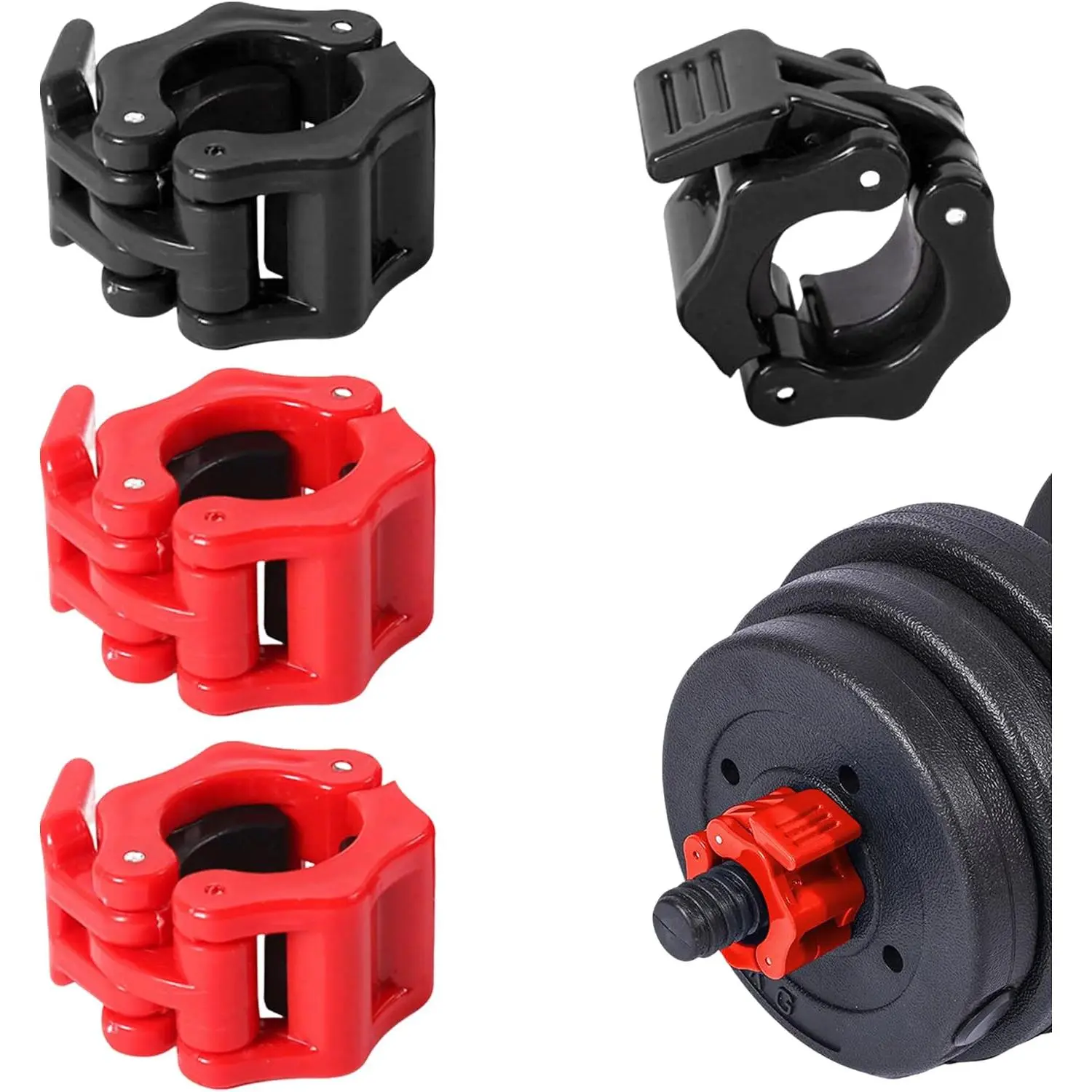 4 Pack Dumbbell Barbell Clamps 30mm, Quick Release Weight Bar Collars, Secure Locking Barbell Clips  Weightlifting, Workout, Strength Training & ness Accessories
