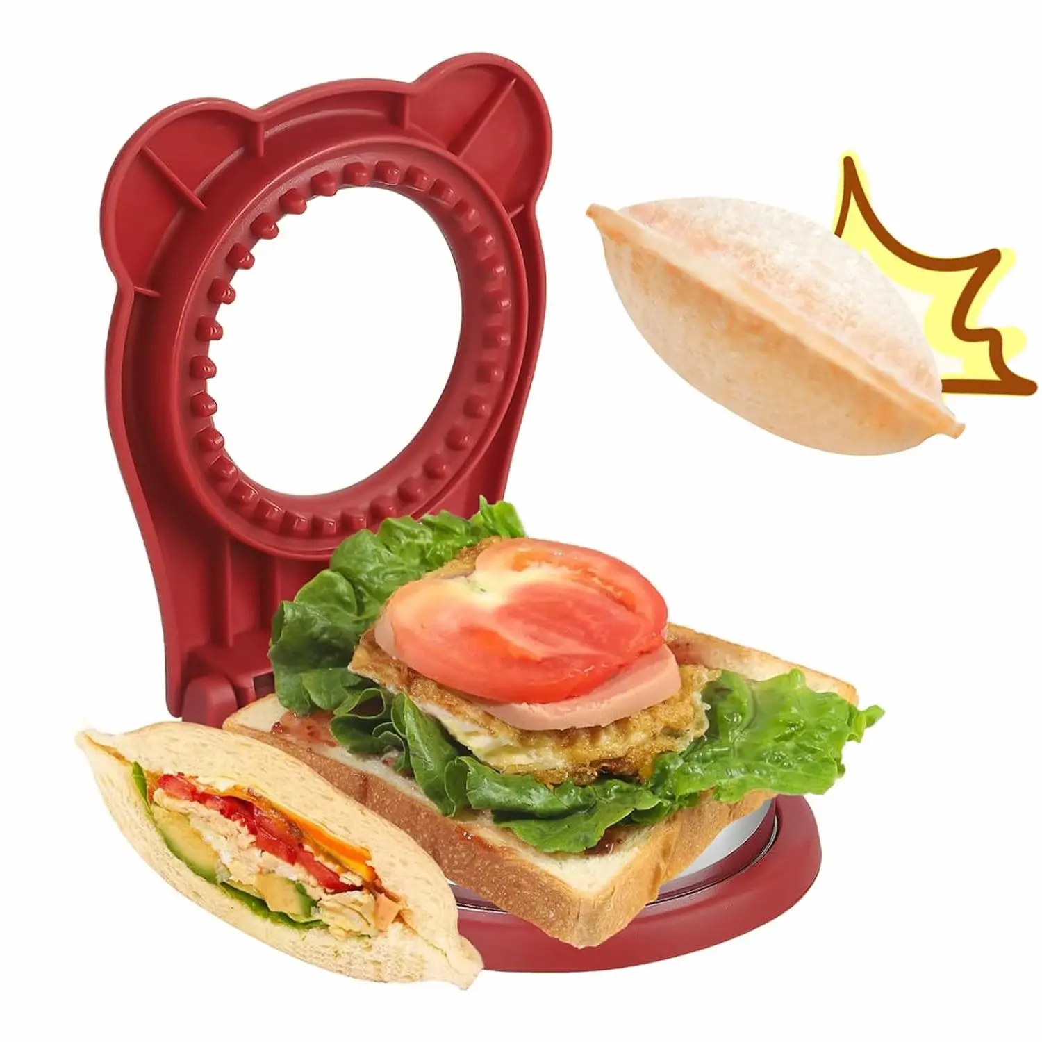 Stainless Steel Sandwich Cutter and Sealer - Durable Round Shape Compact Uncrustable Maker with Crimped Edges, Dishwasher Safe Kitchen Baking Utensil for Kids’ Meal Prep, Kids’ Lunchboxes, Peanut Butter Jelly Sandwiches