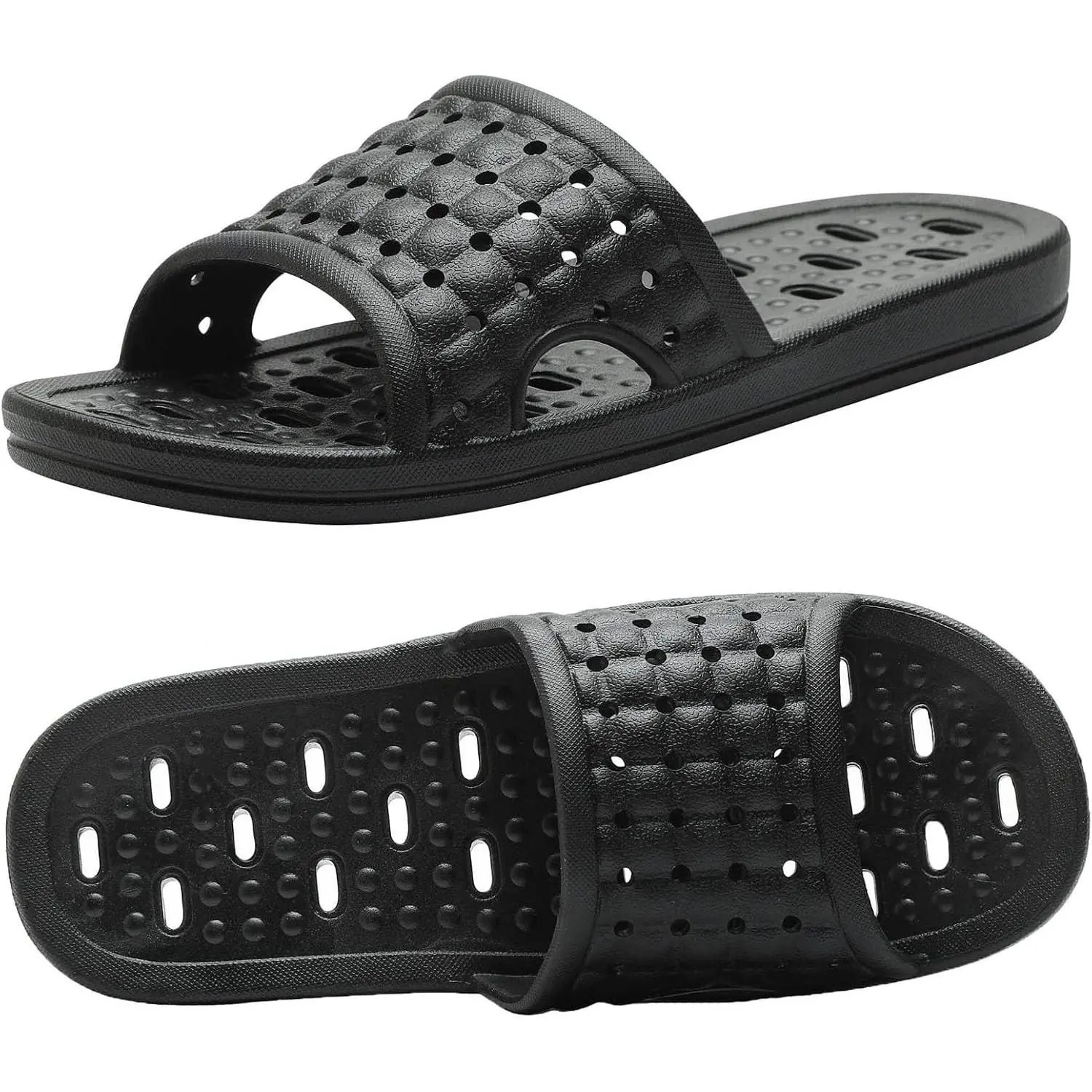 Quick-Dry Non-Slip Shower Slippers with Drain Holes for Women and Men - Bathroom, Dorm, Pool & Gym Shoes(Gift)