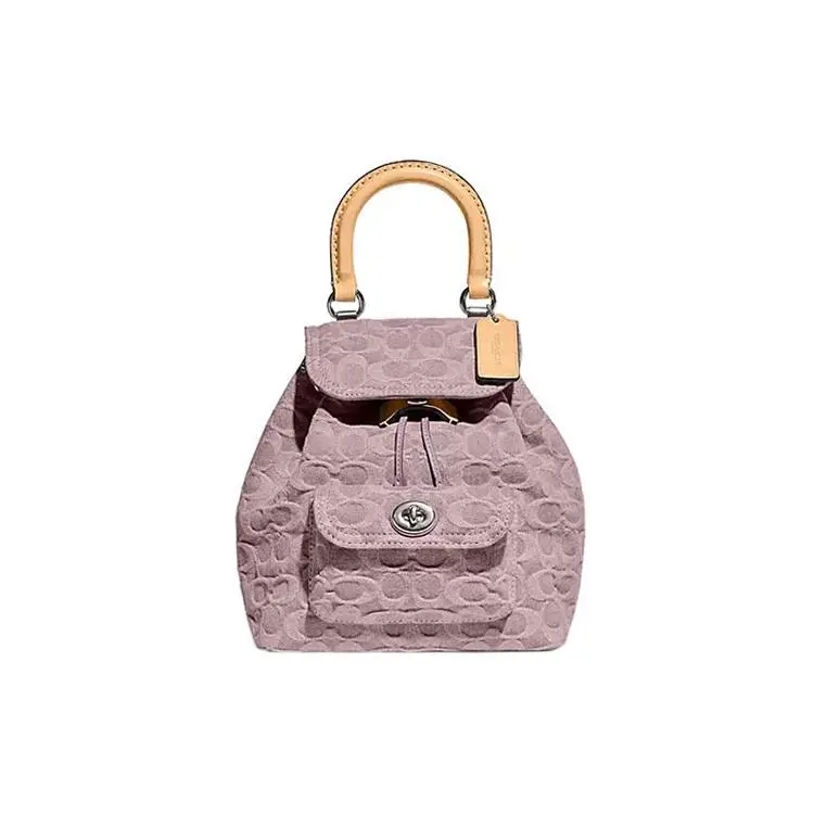 COACH Riya 23 Monogram Logo Snap-Clasp Classic Canvas Satchel Backpack for Women, Pink