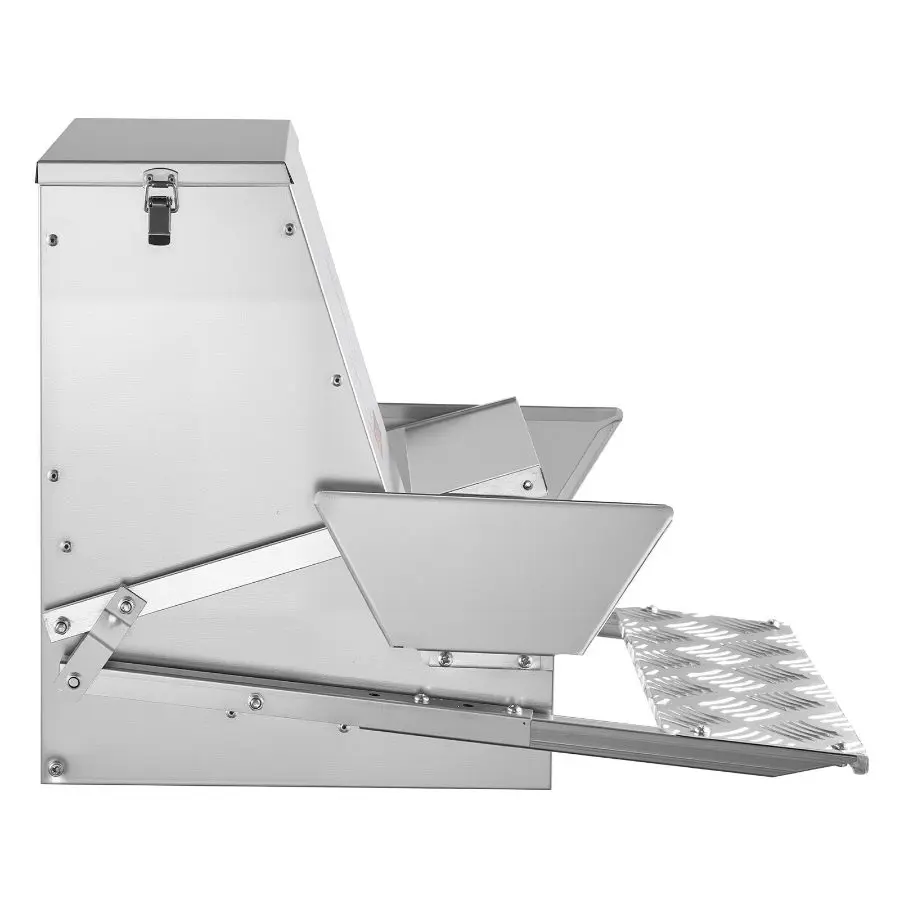 VEVOR Galvanized Steel Automatic Chicken Feeder, 40 lbs Capacity, Waterproof Rainproof Lid, Treadle Pedal, Lockable Design, No-Waste Auto Feeding, Outdoor Use for Poultry