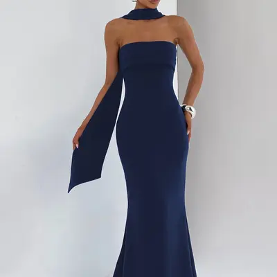 odela strapless drop waist maxi dress chocolate Odela Strapless Scarf Drop Waist Maxi Dress Chocolate