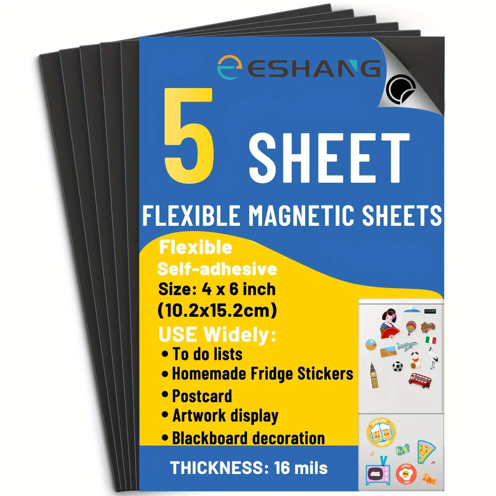 5pcs 4r 4x6 Inch 16mils Magnetic Sheets with Adhesive Backing, Flexible Adhesive Magnet Sheets for Crafts, DIY Projects, Photos, Stamps