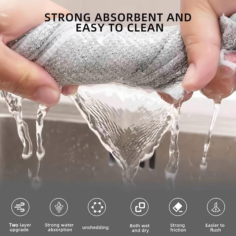 Double-Layer Kitchen Dish Towels, 8/12/18pcs Multipurpose Reusable Steel Wire Cleaning Cloth, Powerful Cleaning Mesh Dishwashing Rag for Cookware, Sinks, Dishes, Stove Tops, Soft Cleaning Towel Double-Layer Kitchen Dish Towels, 8/12/18pcs Multipurpose Reusable Steel Wire Cleaning Cloth, Powerful Cleaning Mesh Dishwashing Rag for Cookware, Sinks, Dishes, Stove Tops, Soft Cleaning Towel