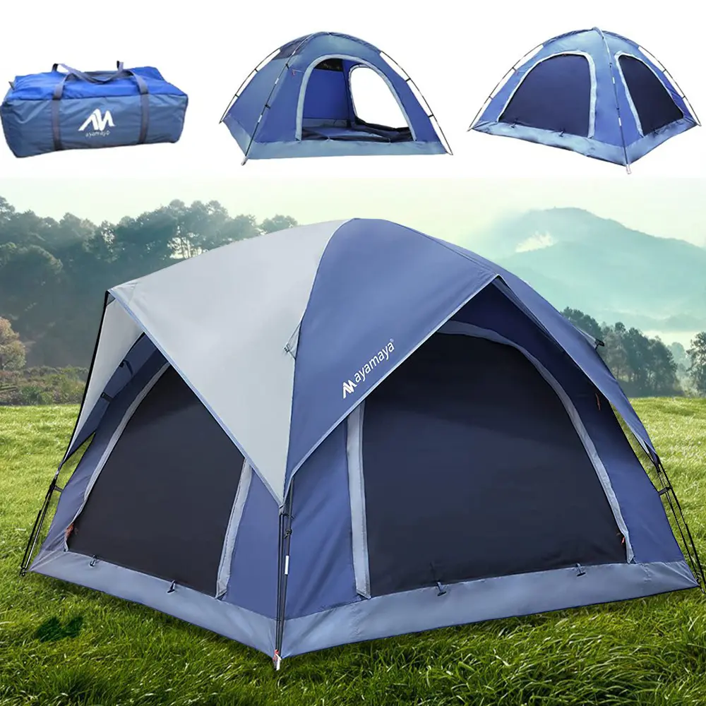 3-4 Person Waterproof Windproof Dome Camping Tent, Portable Tent with Rainfly, Mesh Window, Compact Carry Bag for Outdoor Camping, Backyard