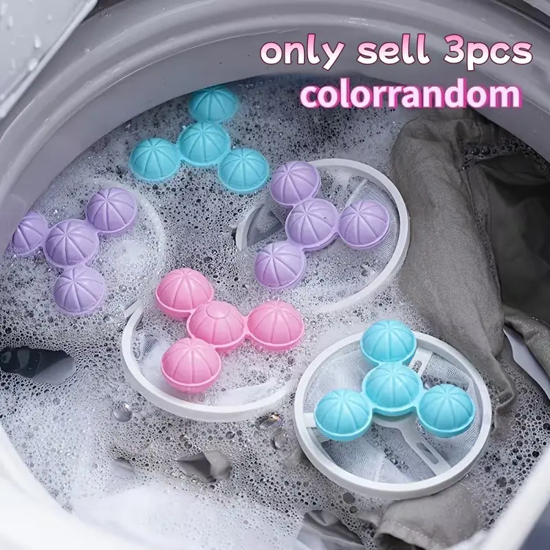 3-Pack Random Color Washing Machine Filter Cleaning Balls, Strong Hair & Debris Adsorption, Anti-Tangle, Removes Fluff, Essential Laundry Tool, Laundry Accessories