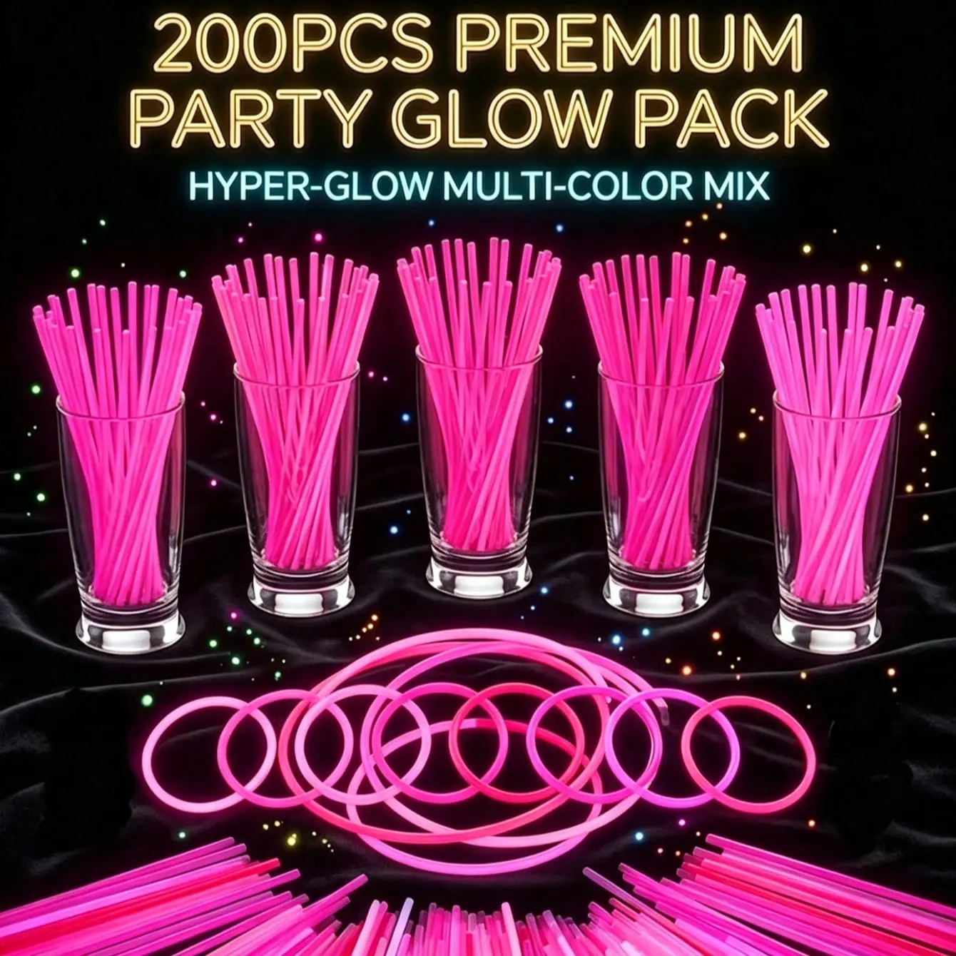 20-214pcs / Glow Sticks, Long Lasting Light-Up Party Decorations, Birthday Gifts, Teenage Glow Toys, Dark Room Lighting Props
