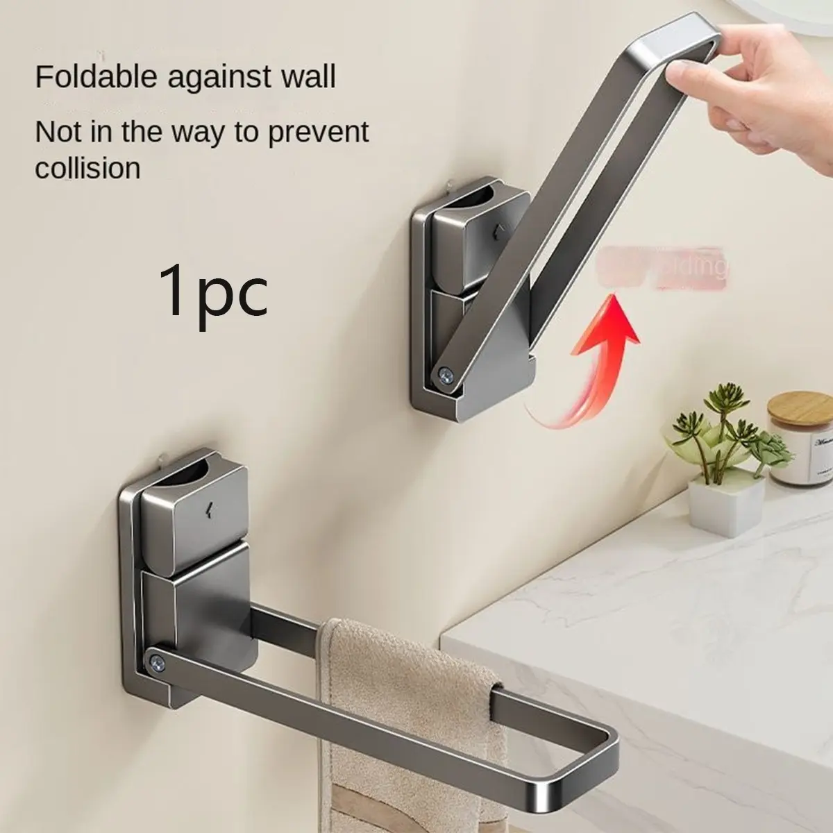 Foldable Towel Rack with Suction Cup, Wall-Mounted Design for Bathroom Storage, Holds Handkerchiefs, Jewelry, Hairbands, No Drilling Needed