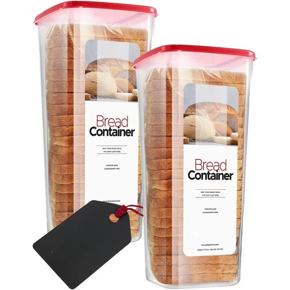 FAXHION 1/2 Pack Plastic Bread Box with Flip - Frozen Rectangular Bread Storage Container, Reliable Seal, Can Be Used for Kitchen Preservation - Upgraded Lock-in Bread Preservation Storage Box