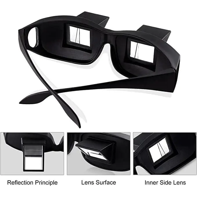 Unisex Over-Prescription Lazy Reading Glasses - 90-Degree Horizontal Prism Relaxation Eyewear, Adjustable Fit, Bedside Single Item for Neck Pain Relief & Less Neck Strain (Fits Over Rx Lenses)