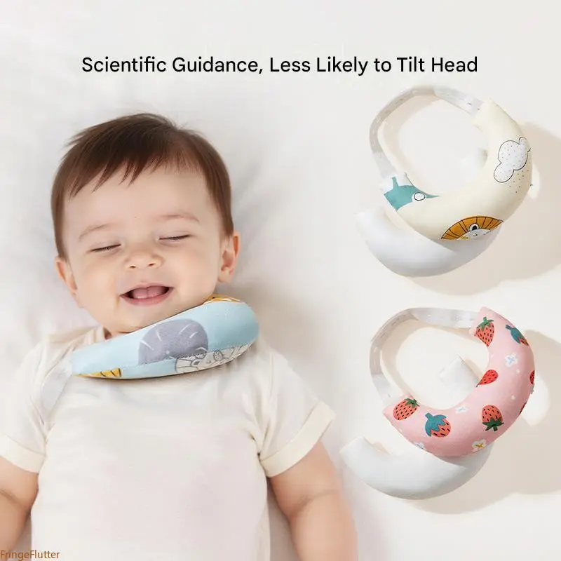 Crescent Shaped Shaping Support Pillow, Neck Cushion for Torticollis & Flat Head Syndrome, Adjustable Head Positioning Sleep Pillow