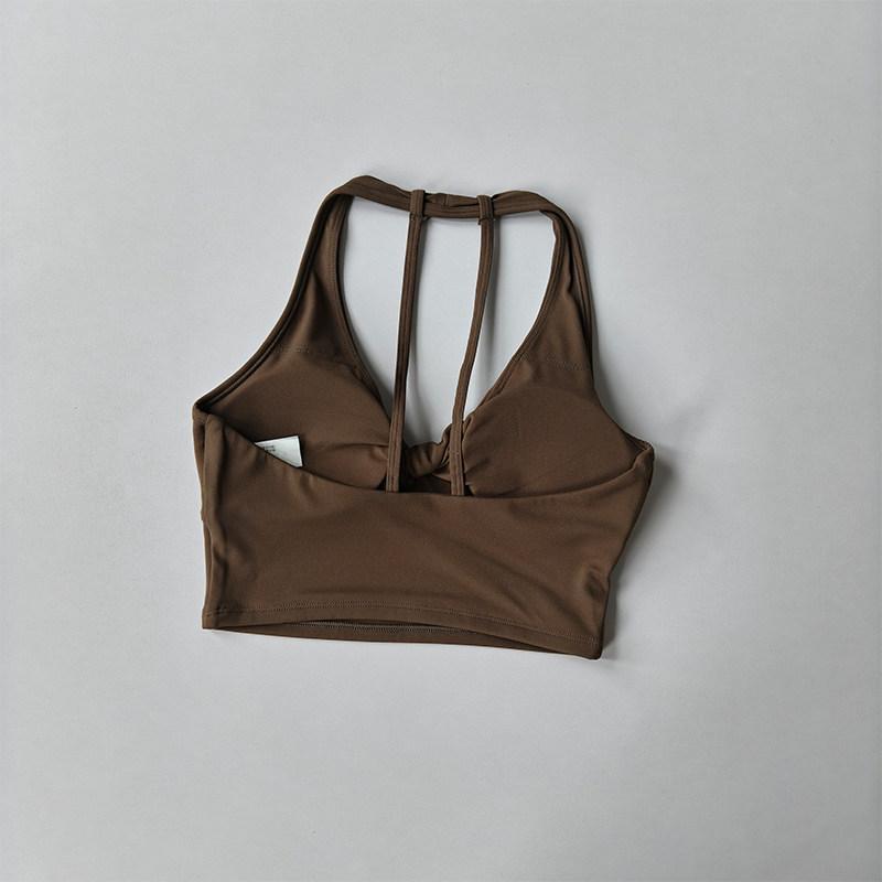 Knotted Shockproof Sports Bra Fixed Cup Thin Straps Beautiful Back Yoga Clothing Vest Running Vest Fitness Clothing Bra Women