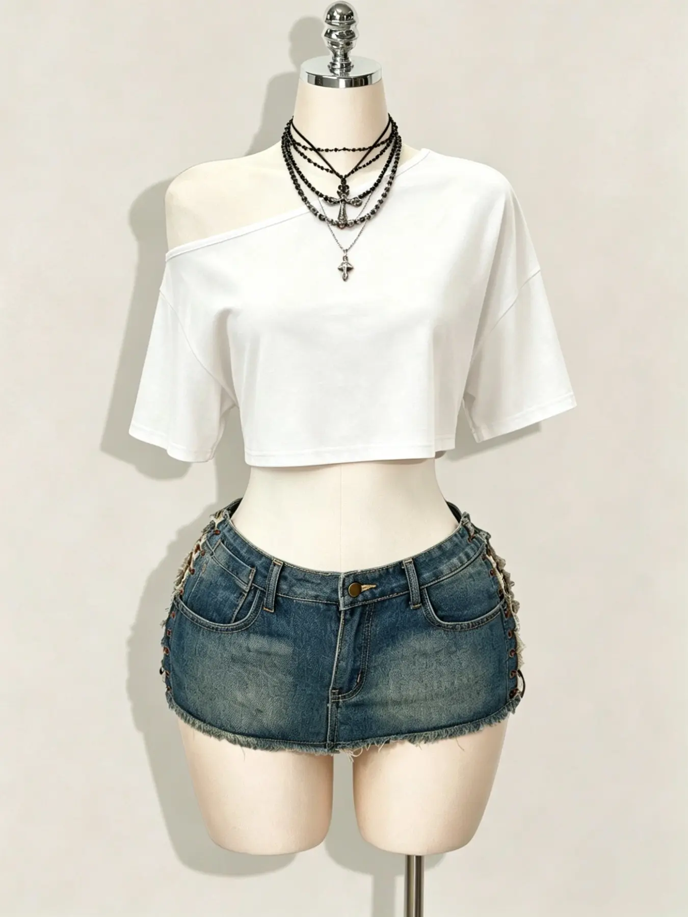Women's Casual Versatile Basic Asymmetrical Shoulder Sleeveless Loose Baggy Oversized Solid Short Sleeve Summer T-Shirt Top, Comfortable and Stylish Daily Wear