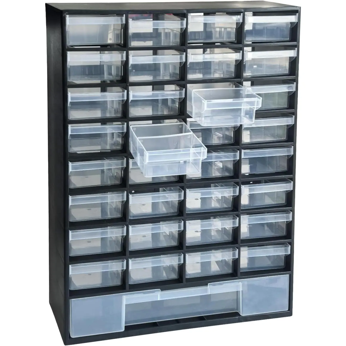 33 Drawer Plastic Small Parts Organizer, Storage Bin with Drawers for Hardware, Parts, Crafts, Beads, 11.8 x 16.1 x 5.2 Inches (Black)