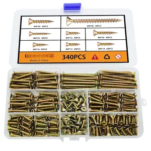 M4 Flat   Screws  Kit 340 count,Phillips Drive Countersunk Flat  Self-Tapping  Screws,Yellow Zinc Plated Finish Screw Kit,Self Tapping Screws for Metal,Full Thread