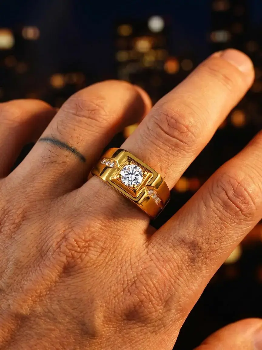 Men's Punk Style Rhinestone Decorated Ring, statement rings, Luxury Trendy Vintage Ring, Streetwear Matching Jewelry, Fashion Accessories for Men