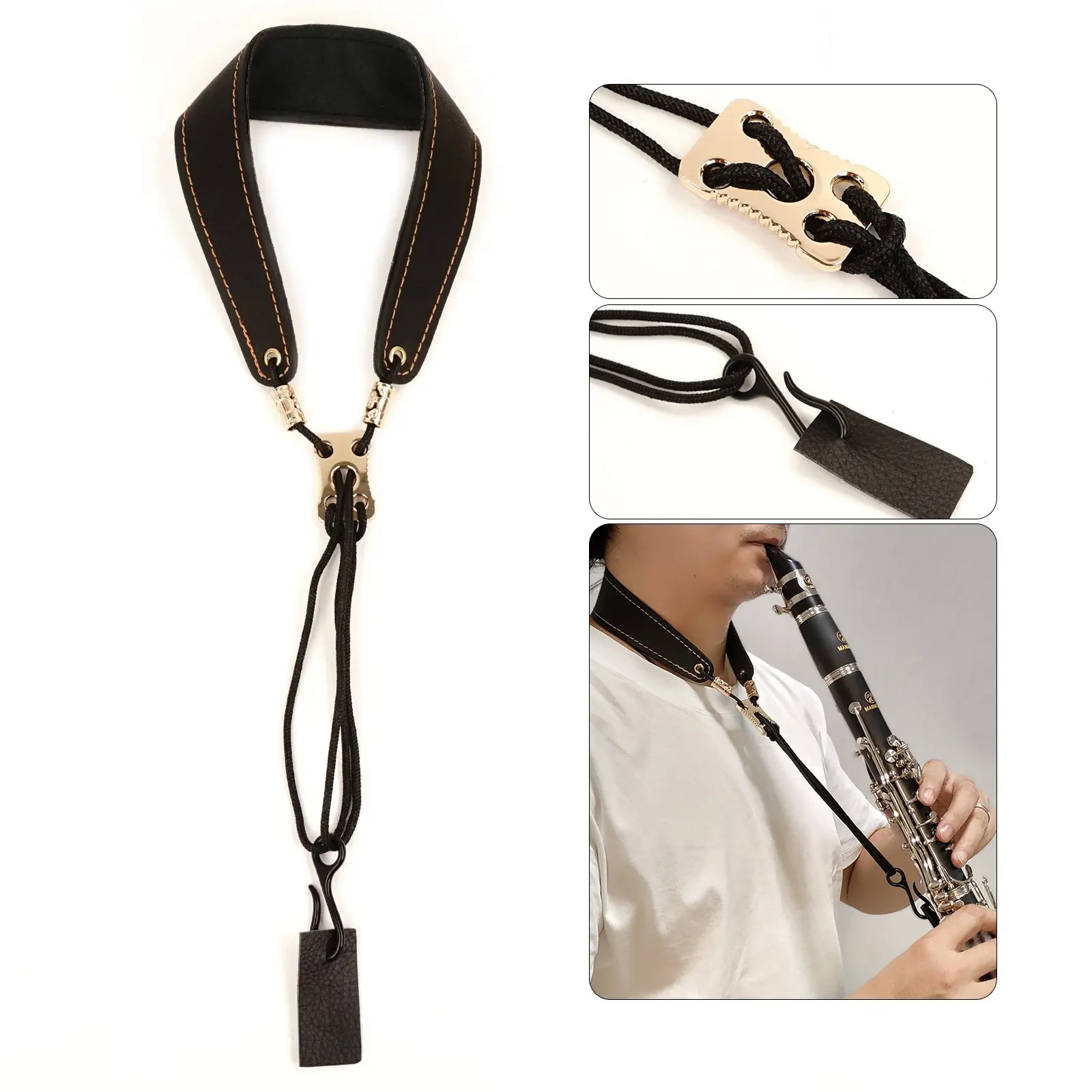 Clarinet Neck Strap, Musical Metal Hook Clarinet Shoulder Strap, Universal for Kids and Adults, Bassoon and Oboe Hanging Strap