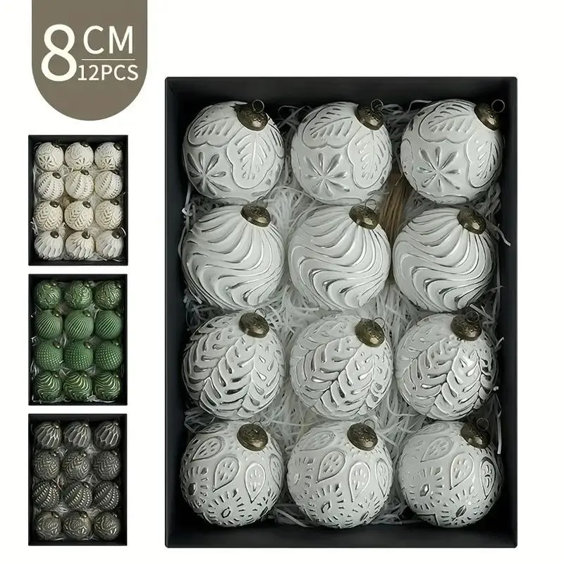 Vintage Style Christmas Tree Ornaments, Gold Silver Color Balls, Holiday Decorations for Wedding Party Supplies