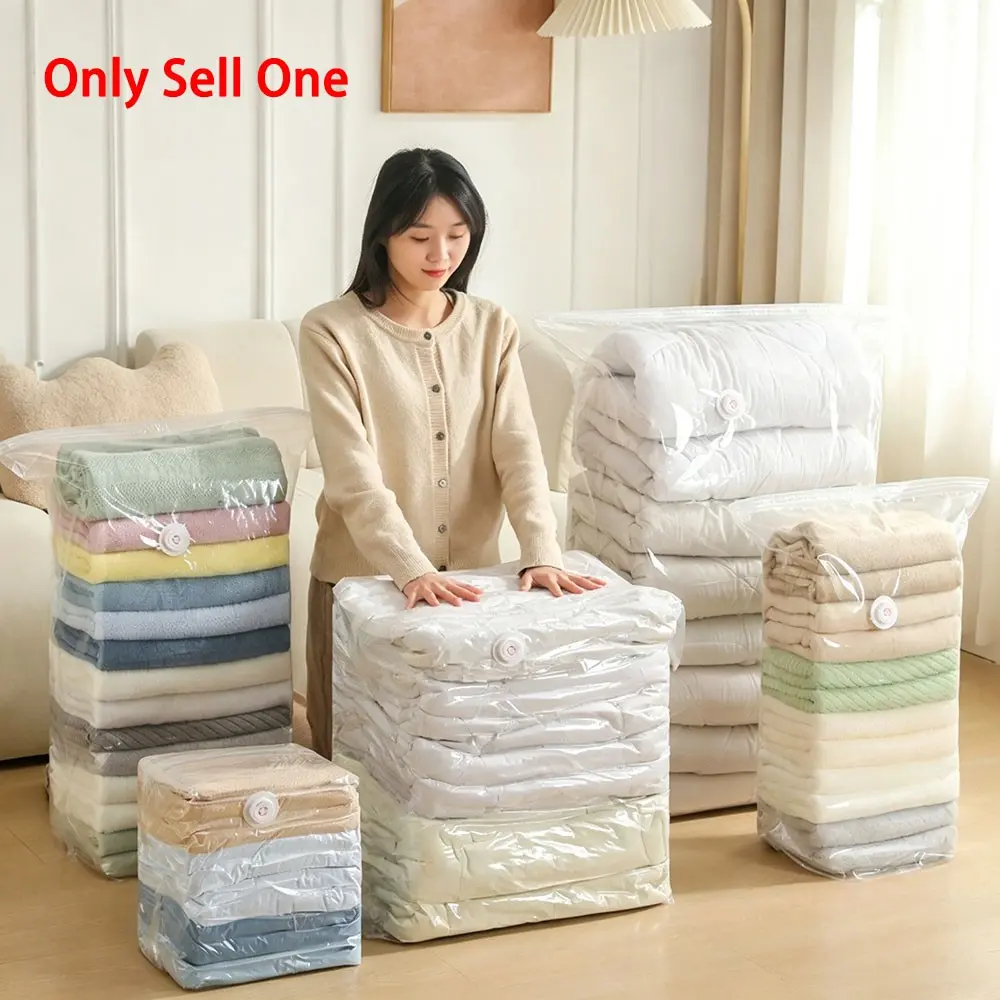 Transparent Vacuum Compression Bag, No Pump Needed, Large Capacity, Ideal for Bedding, Home Use, 1 Piece, Space-Saving Storage Solution