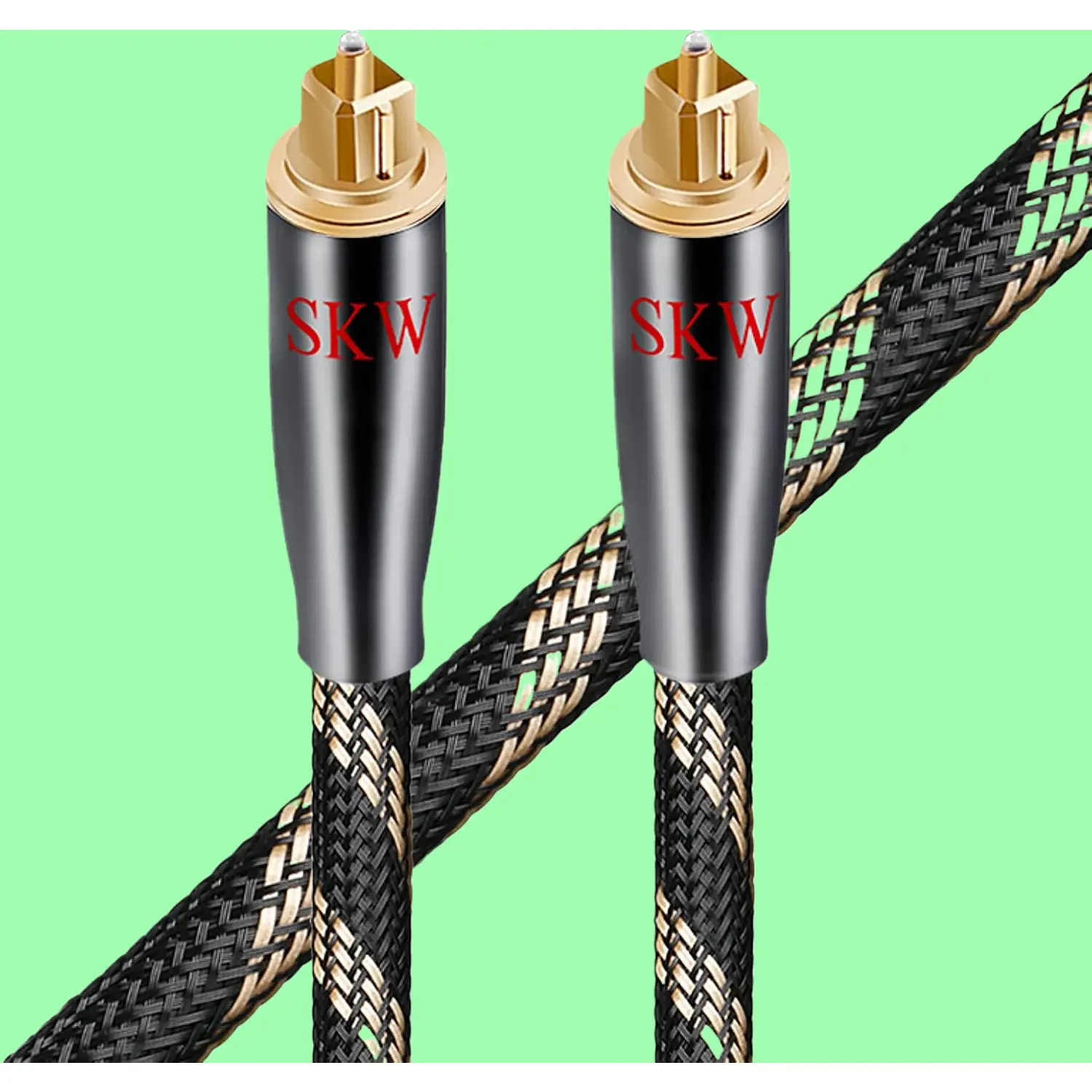 Male-Male Toslink Optical Cable, 4.9FT/1.5M Nylon Braided Gold-Plated S/PDIF Fiber Connector, Plug-and-Play Audio Accessory for Home Theater Devices, Noise-Free Digital Signal Transmission, Durable Connection