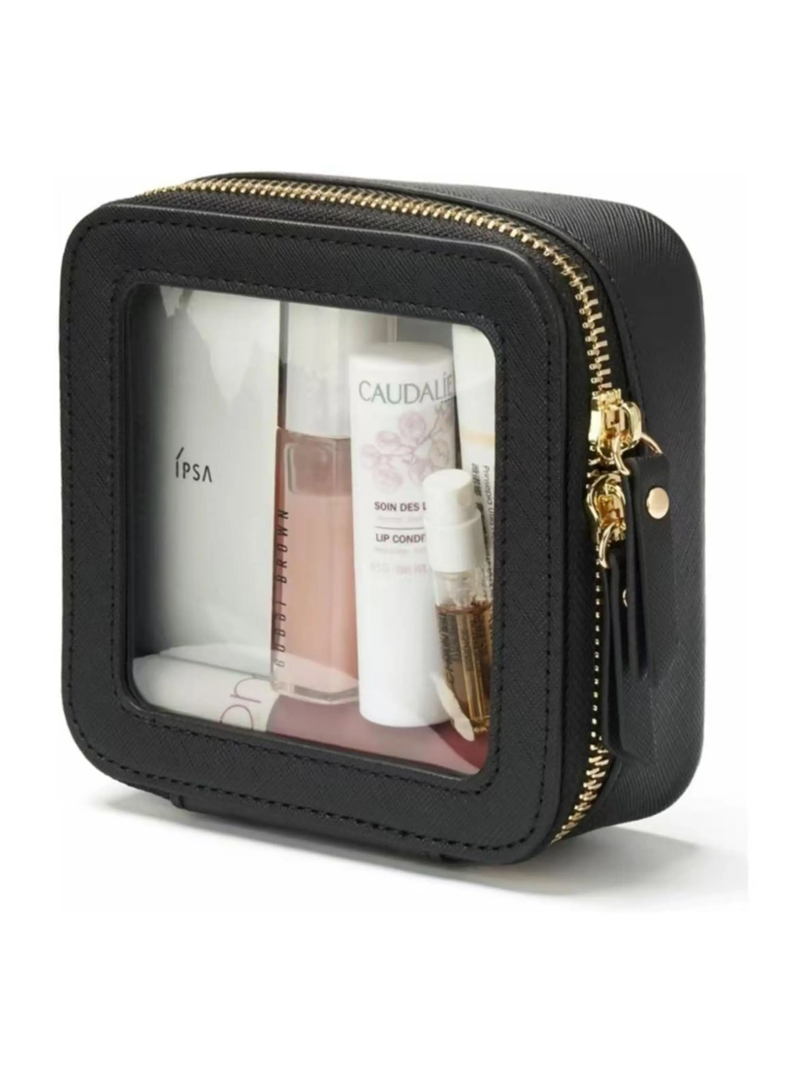 Waterproof Makeup Bag Set, Transparent Plaid Design, Retro Style Cosmetic Organizer, Travel Essential Storage Bags for All Seasons