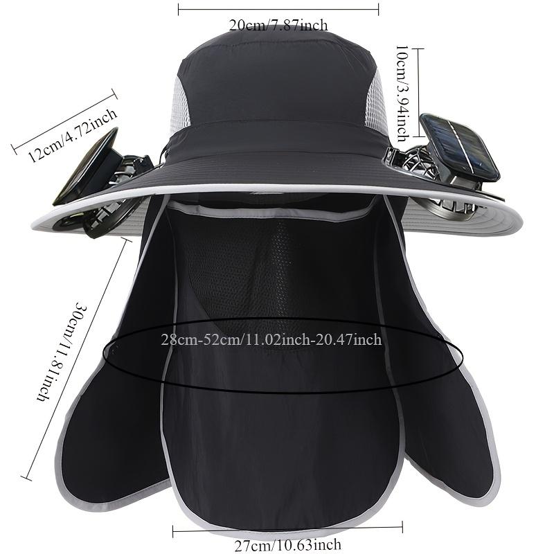 Hat for Outdoor Fishing Equipped with Two Solar-Powered Fans. It Features a Removable Sunshade And a Back Flap. Offers Three Cooling Speeds, with Both Solar And USB Quick Charging Options. Fashionable And Integrated with Technology. Versati