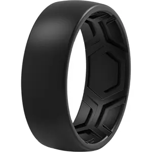 Men's Patterned Silicone Rings, 8mm Wide 2.2mm Thick Rubber Bands, Variety Multipack 1,4,7