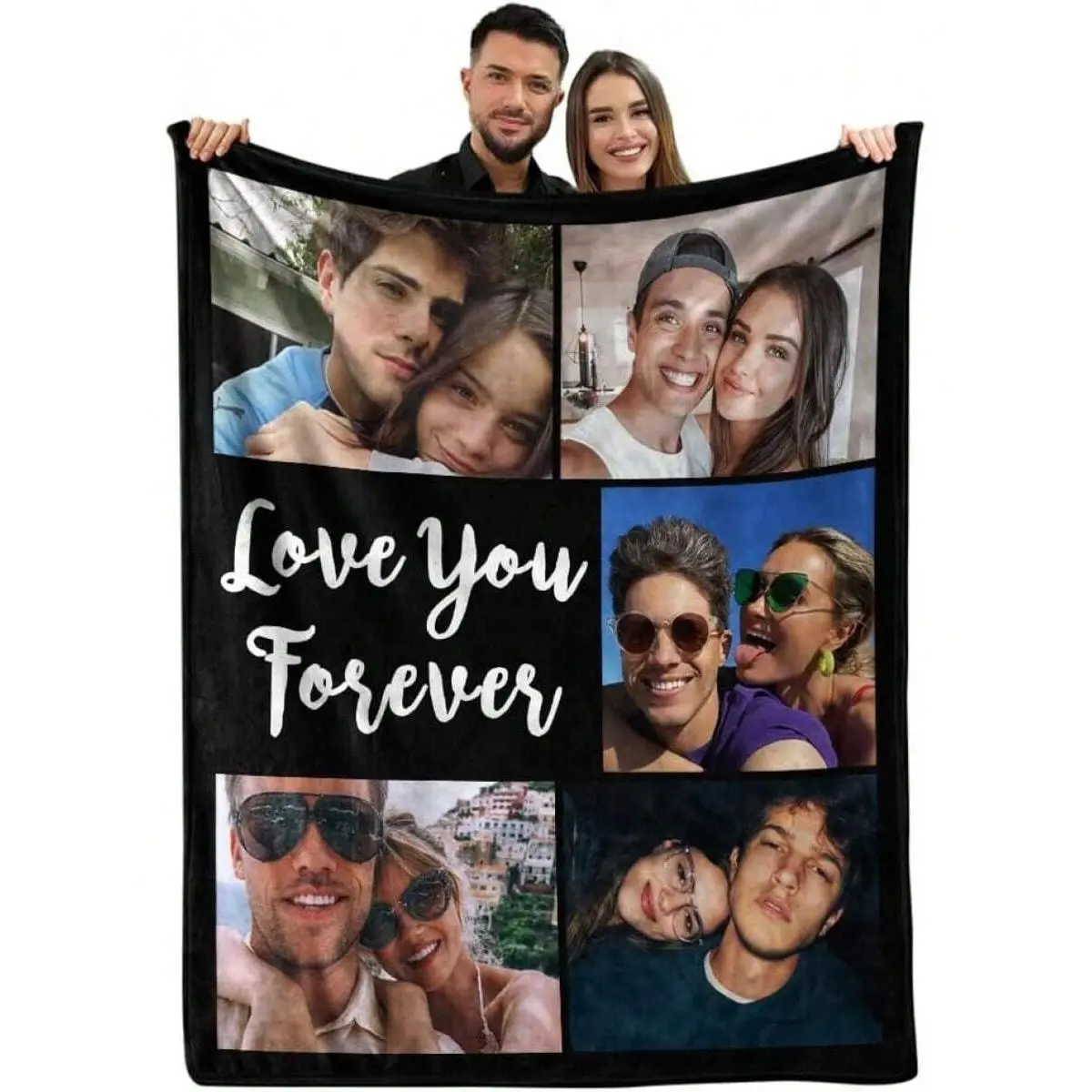 Customized Couple Flannel Throw Blanket - Flannel Softness, Wrinkle-Resistant, Breathable, Fading Resistant, Personalized with Handwritten Quote, Name & Date, Cozy, Soft Throw for Couch, Romantic Valentine Keepsake, Decorative Bedroom Accessory, Cozy Blan