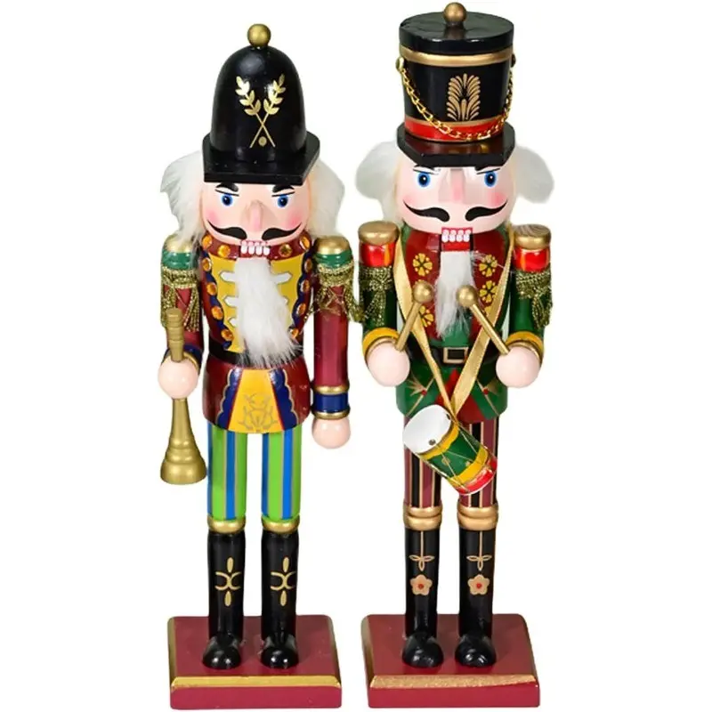 Wooden Christmas Nutcracker Soldiers Set, 30cm Traditional Decorations, Festive Holiday Home Decor, Classic Indoor Xmas Decorative Ornaments