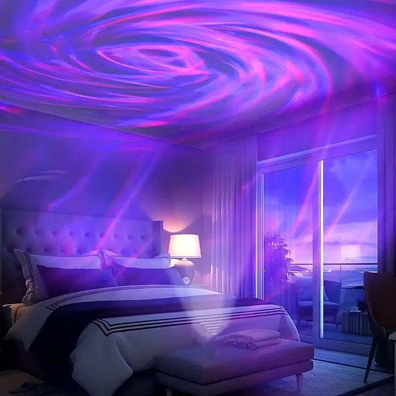1pc Art Deco Starry Sky Aurora Projector Lamp for Stage Decoration, USB Powered Color Changing Night Light with Infrared Sensor And Remote Control, Fantasy Theme Bedroom Lighting, Purple Swirl Design for Relaxation, Bedroom Lamp