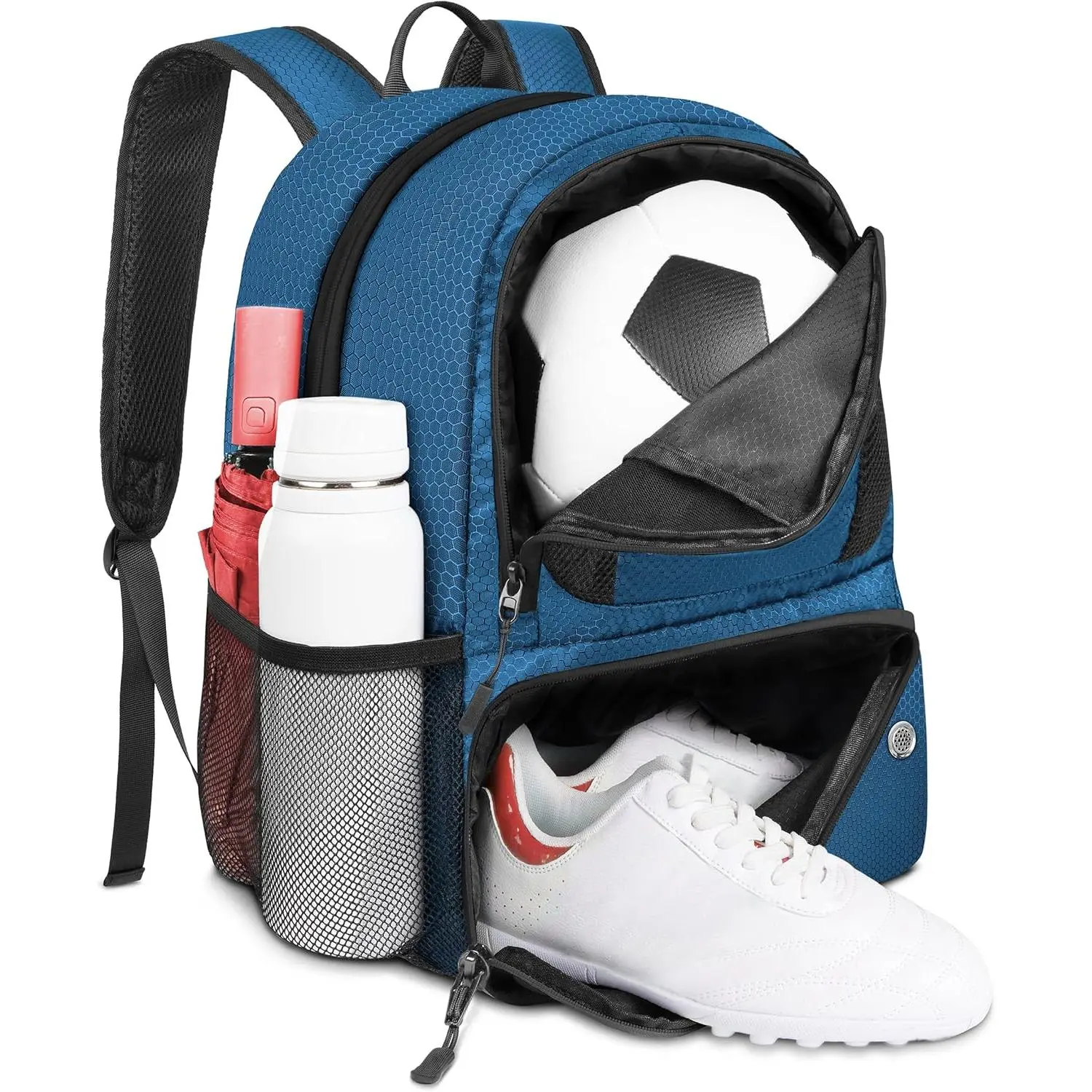 Football backpack, football bag with ball holder, waterproof sports equipment bag, suitable for basketball, volleyball, football