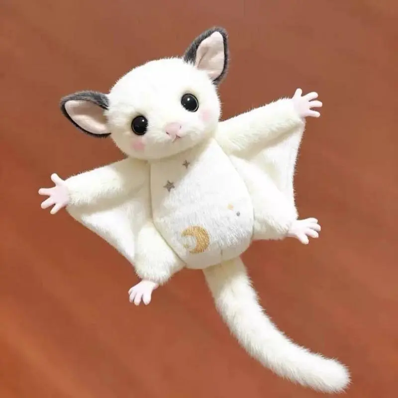 Flying Squirrel Stuffed Animal - Cuddly Doll Gift, Kawaii Stuffed Animal, Soft Furry Collectibles, Soft Huggable Hanging Toy, Sugar Glider Small Keychain Backpack Pendant