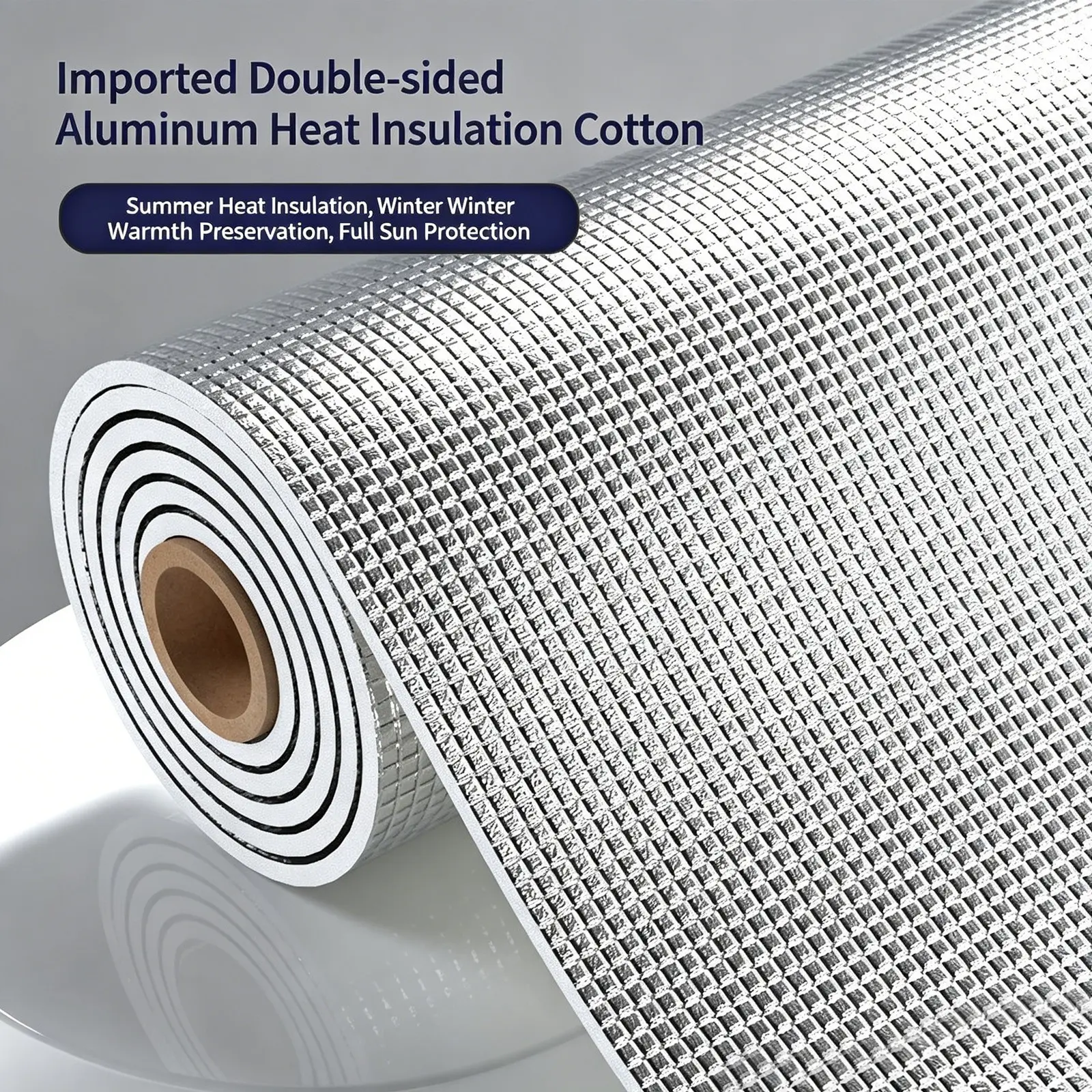 40cm×3m Self-Adhesive Aluminum Foil Insulation Cotton, 160g Ultra-Light High-Temperature Fireproof, Easy-To-Peel Thermal Roll Material